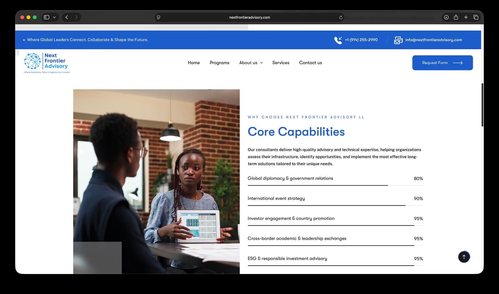 Advisory Website screenshot 2